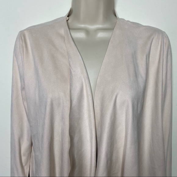 Zara Basic Open Front Drape Jacket Faux  Suede Cream   Size Small - Picture 3 of 9